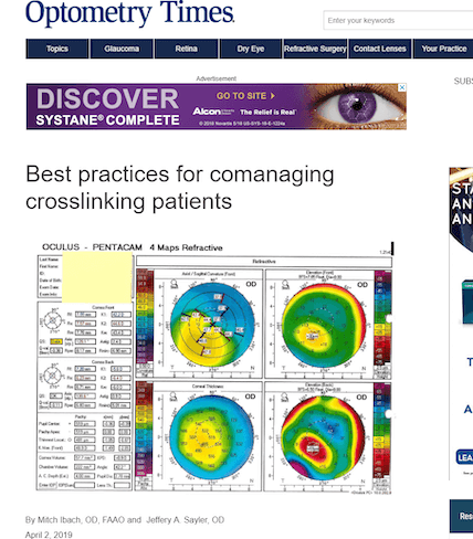 Optometry Times: Best Practices for Comanaging Keratoconus Patients by Mitch Ibach, O, FAAO, and Jeffery A. Sayler, OD, Optometry Times (April 2019).