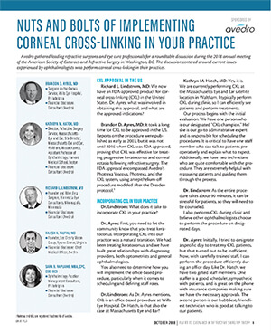 CRST Insert: October 2018: Nuts and Bolts of Implementing Corneal Cross-Linking in Your Practice.