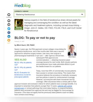 medblog: To Pay or Not to Pay? by Mitch Ibach, OD, FAAO (February 2020).