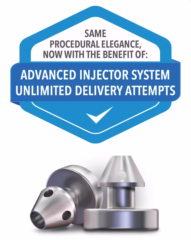 iStent inject® W with Infinite Injector Technology - Same procedural elegance, now with the benefit of: Advanced Injector System Unlimited Delivery Attempts